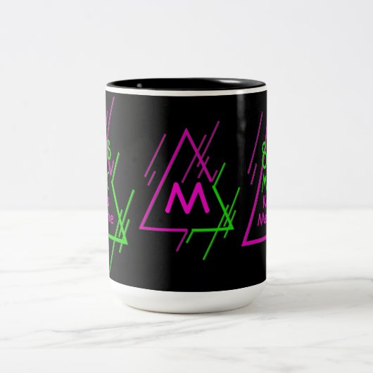 Mit Monogramm 80er Jahre Musik Behalte Me Sane Bla Zweifarbige Tasse (Mittel)