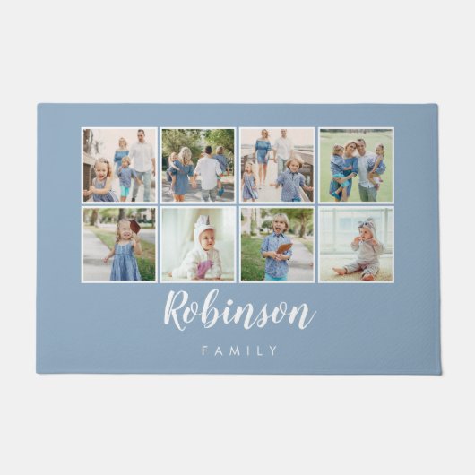 Mit Monogramm 8-Foto-Produktfamilie Collage Light  Fußmatte (Vorderseite)