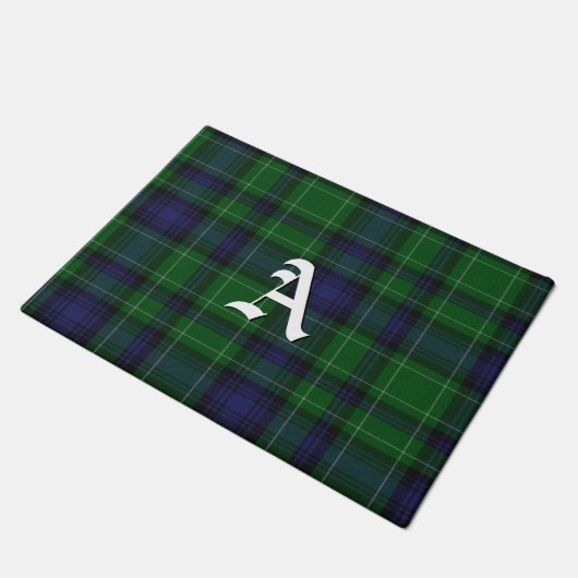 Mit Monogramm Abercrombie Tartan-karierte Fußmatte (Schrägansicht)