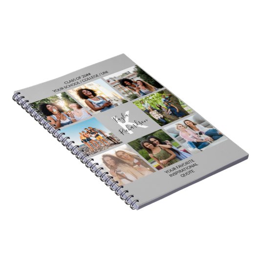 Mit Monogramm Abschluss Zitat 8 Fotocollage grau Notizblock (Rechte Seite)