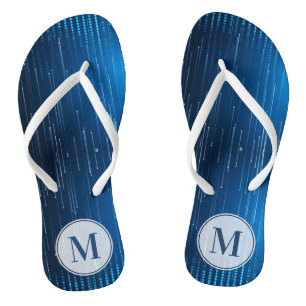 Mit Monogramm Abstrakt-blaues Weißmuster Badesandalen