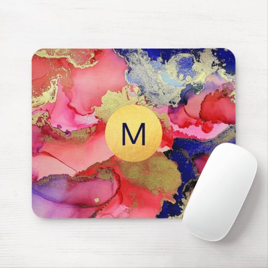 Mit Monogramm Abstrakte Art Jewel Tone Mouse Pad Mousepad (Mit Mouse)