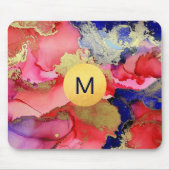 Mit Monogramm Abstrakte Art Jewel Tone Mousepad (Vorne)