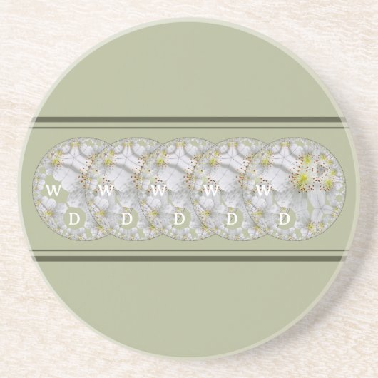 Mit Monogramm Abstrakte Daisy Blume Gelb Grau Getränkeuntersetzer (Vorne)