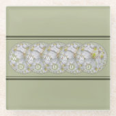 Mit Monogramm Abstrakte Daisy Blume Gelb Grau Glasuntersetzer (Vorderseite)