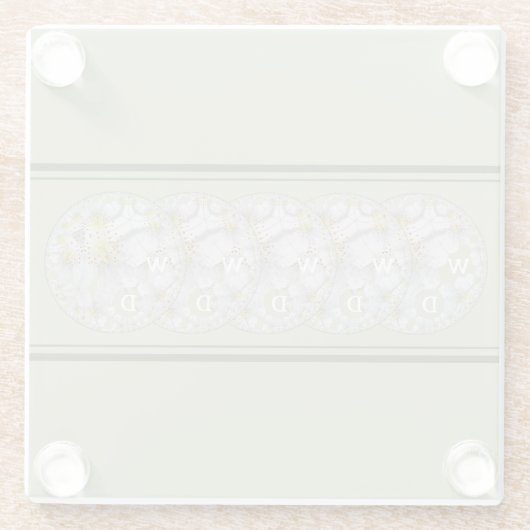 Mit Monogramm Abstrakte Daisy Blume Gelb Grau Glasuntersetzer (Rückseite)