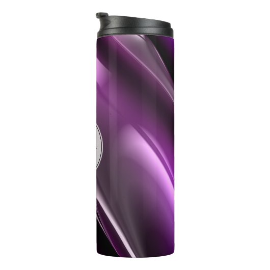 Mit Monogramm Abstrakte Lila 3D-Kunst Thermosbecher (Nach rechts gedreht)