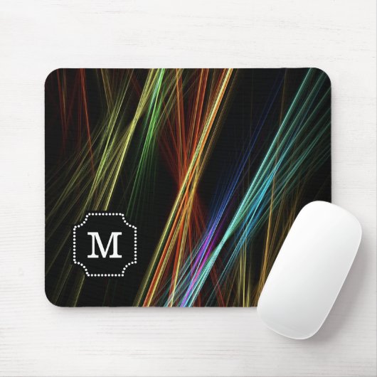 Mit Monogramm abstrakte Mehrfarbenlinien Muster Mousepad (Mit Mouse)