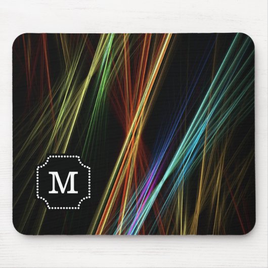 Mit Monogramm abstrakte Mehrfarbenlinien Muster Mousepad (Vorne)