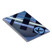 Mit Monogramm Abstrakte Weaver Streifen Blau grau Notizblock (Rechte Seite)