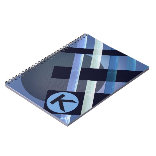 Mit Monogramm Abstrakte Weaver Streifen Blau grau Notizblock (Linke Seite)