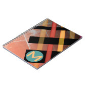 Mit Monogramm Abstrakte Weaver Streifen, rot gelb Notizblock (Linke Seite)