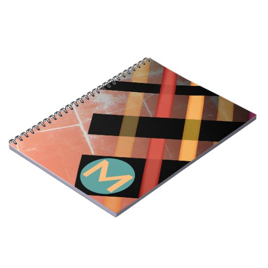 Mit Monogramm Abstrakte Weaver Streifen, rot gelb Notizblock (Linke Seite)