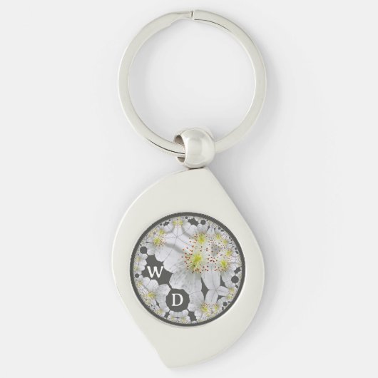 Mit Monogramm Abstrakter Spaß Blumenkohle Schlüsselanhänger (Vorderseite)