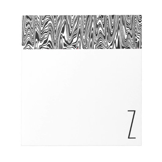Mit Monogramm Abstrakter Zigzag-Swirl Notizblock (Vorderseite)