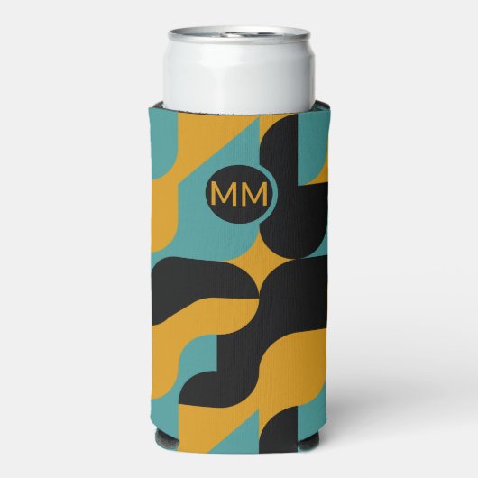 Mit Monogramm Abstraktes Muster Personalisiert Selters Dosenkühler (Seltzer Vorderseite)