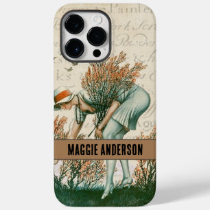 Mit Monogramm Adorable Retro Lady in Waldbraun Case-Mate iPhone 14 Pro Max Hülle