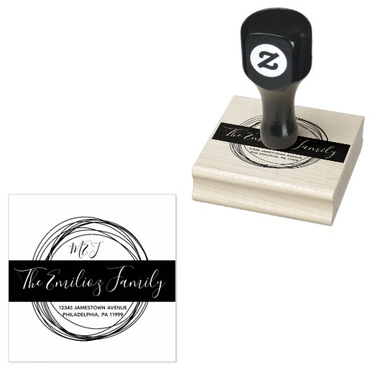 Mit Monogramm Adresse für kühne Skriptbereiche Gummistempel (Stempel)