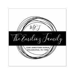 Mit Monogramm Adresse für kühne Skriptbereiche Gummistempel