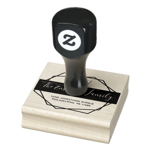 Mit Monogramm Adresse für Skriptrahmen Gummistempel (Stempel)