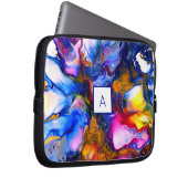 Mit Monogramm Agate Fluid Art Personalisiert Laptopschutzhülle (Vorne Rechts)