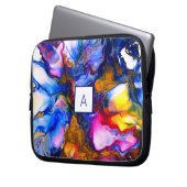 Mit Monogramm Agate Fluid Art Personalisiert Laptopschutzhülle (Vorderseite Links)
