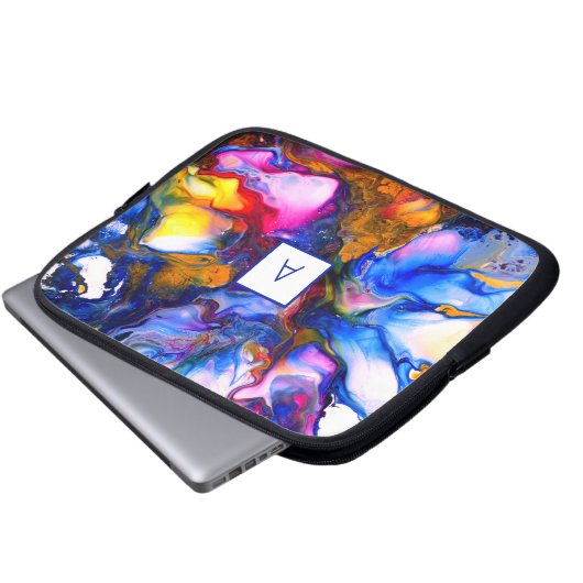 Mit Monogramm Agate Fluid Art Personalisiert Laptopschutzhülle (Vorne Knopf)