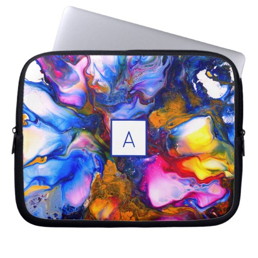 Mit Monogramm Agate Fluid Art Personalisiert Laptopschutzhülle (Vorderseite)