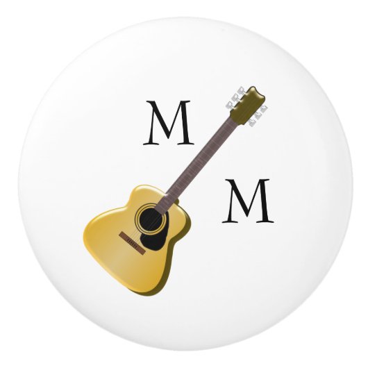 Mit Monogramm Akustikgitarre Keramikknauf (Vorderseite)