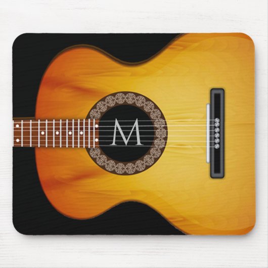 Mit Monogramm akustische Gitarre Mousepad (Vorne)