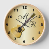Mit Monogramm akustische Gitarre Wanduhr (Vorderseite)