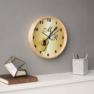 Mit Monogramm akustische Gitarre Wanduhr