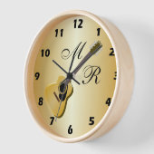 Mit Monogramm akustische Gitarre Wanduhr (Winkel)