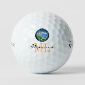 Mit Monogramm Alaska Flag & Alaska, USA Golf Balls Golfball (Vorderseite)