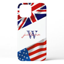 Mit Monogramm American British Flags Patriotic