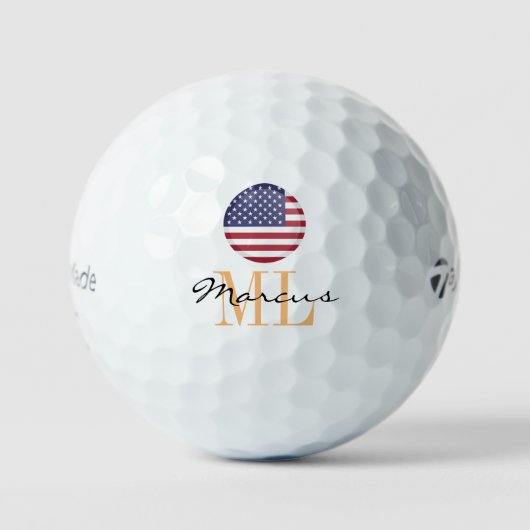 Mit Monogramm amerikanische Flagge, Vereinigte Sta Golfball (Vorderseite)