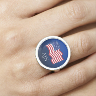 Mit Monogramm amerikanischer Flag-Ring Ring