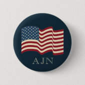 Mit Monogramm amerikanisches Flag-Button-Geschenk Button (Vorderseite)