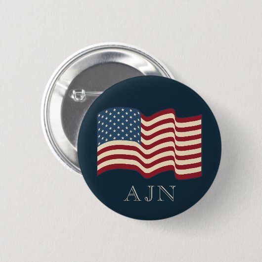 Mit Monogramm amerikanisches Flag-Button-Geschenk Button (Vorne & Hinten)