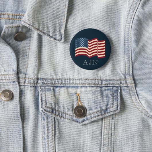 Mit Monogramm amerikanisches Flag-Button-Geschenk Button (Beispiel)