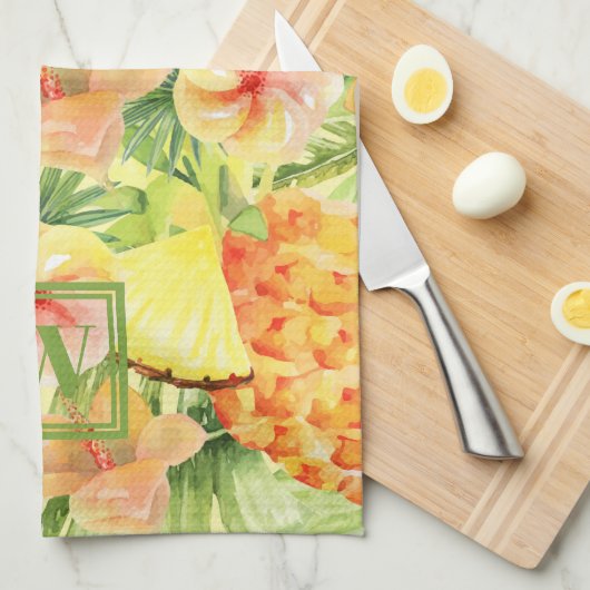 Mit Monogramm Ananas-Blume Geschirrtuch (Viertel Falte)