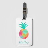 Mit Monogramm Ananas mit heller Wasserfarbe Gepäckanhänger (Vorderseite Vertikal)