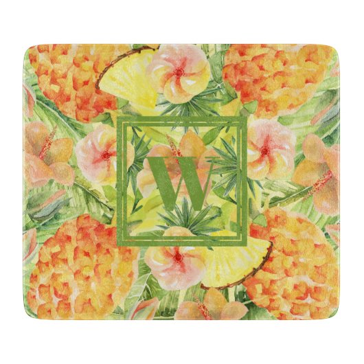 Mit Monogramm Ananas Schneidebrett (Vorderseite)