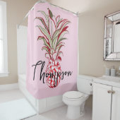 Mit Monogramm Ananas-Schrift pink Duschvorhang (Beispiel)