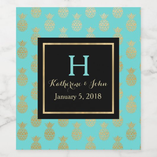 Mit Monogramm Ananas Weinetikett (Einzelnes Label)