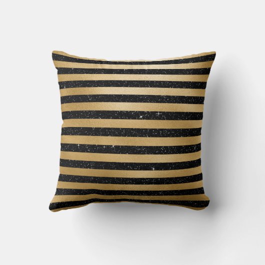 Mit Monogramm Anfänge für Schwarz und Goldstreifen Kissen (Rückseite)