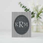 Mit Monogramm Anfänge Schwarze Flora Postkarte (Stehend Vorderseite)