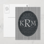 Mit Monogramm Anfänge Schwarze Flora Postkarte (Vorne/Hinten)