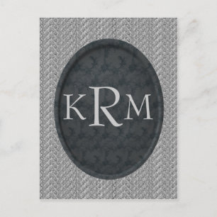 Mit Monogramm Anfänge Schwarze Flora Postkarte