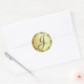 Mit Monogramm Anfänger-Schwarz-Gold-Letter-Sticker Runder Aufkleber (Umschlag)